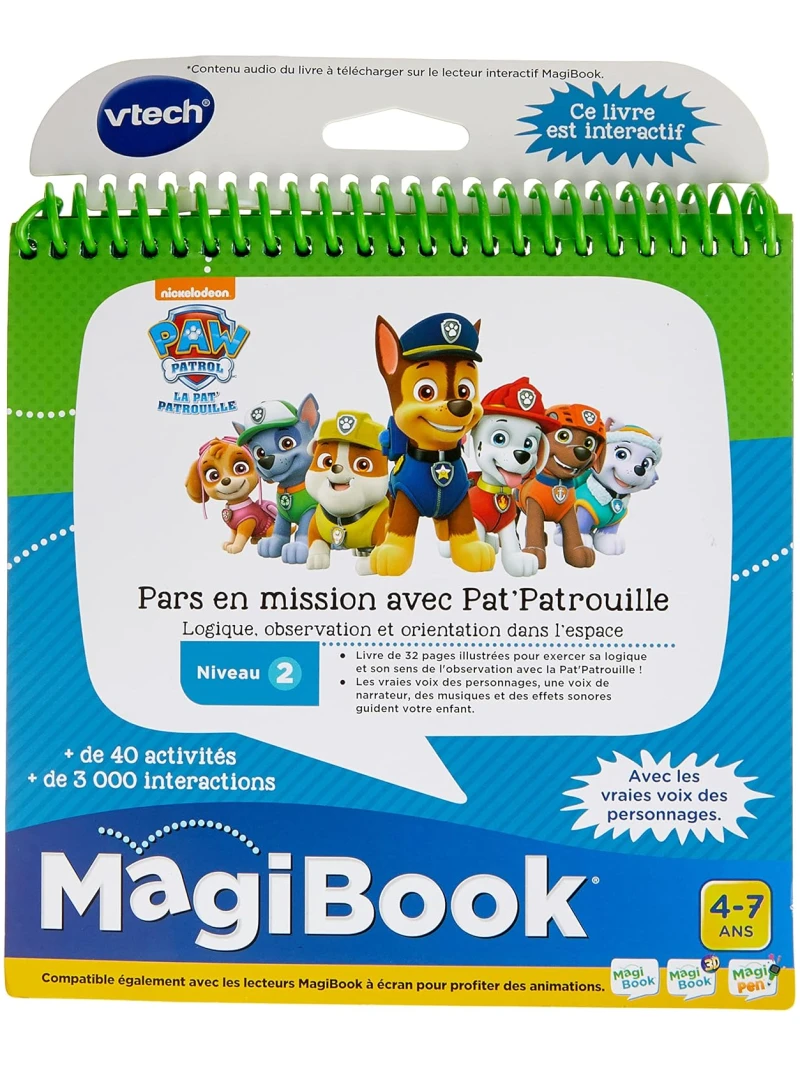 Vtech magibook paw patrol livre educatif enfant niveau 2