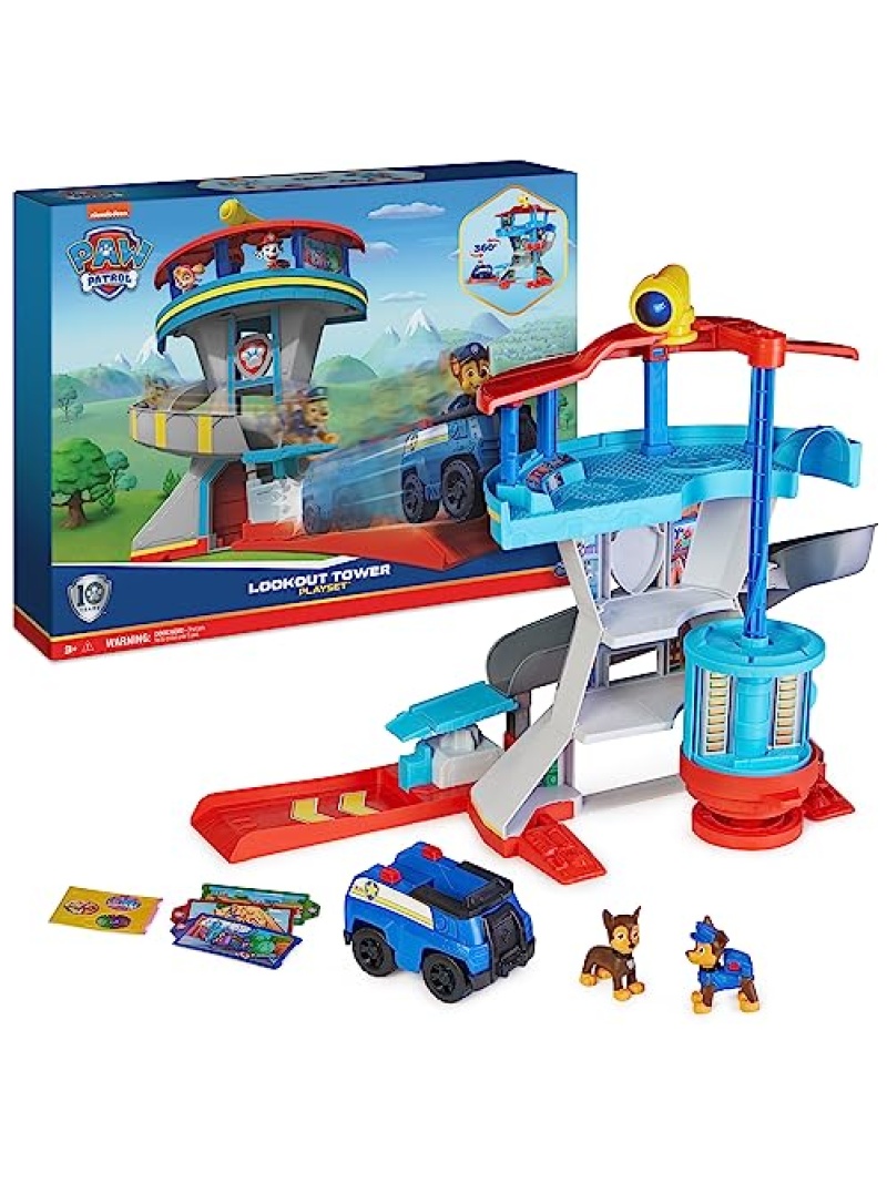 Tour de Contrôle Pat Patrouille 50 cm avec périscope, toboggan, 7 cartes et 2 figurines Chase