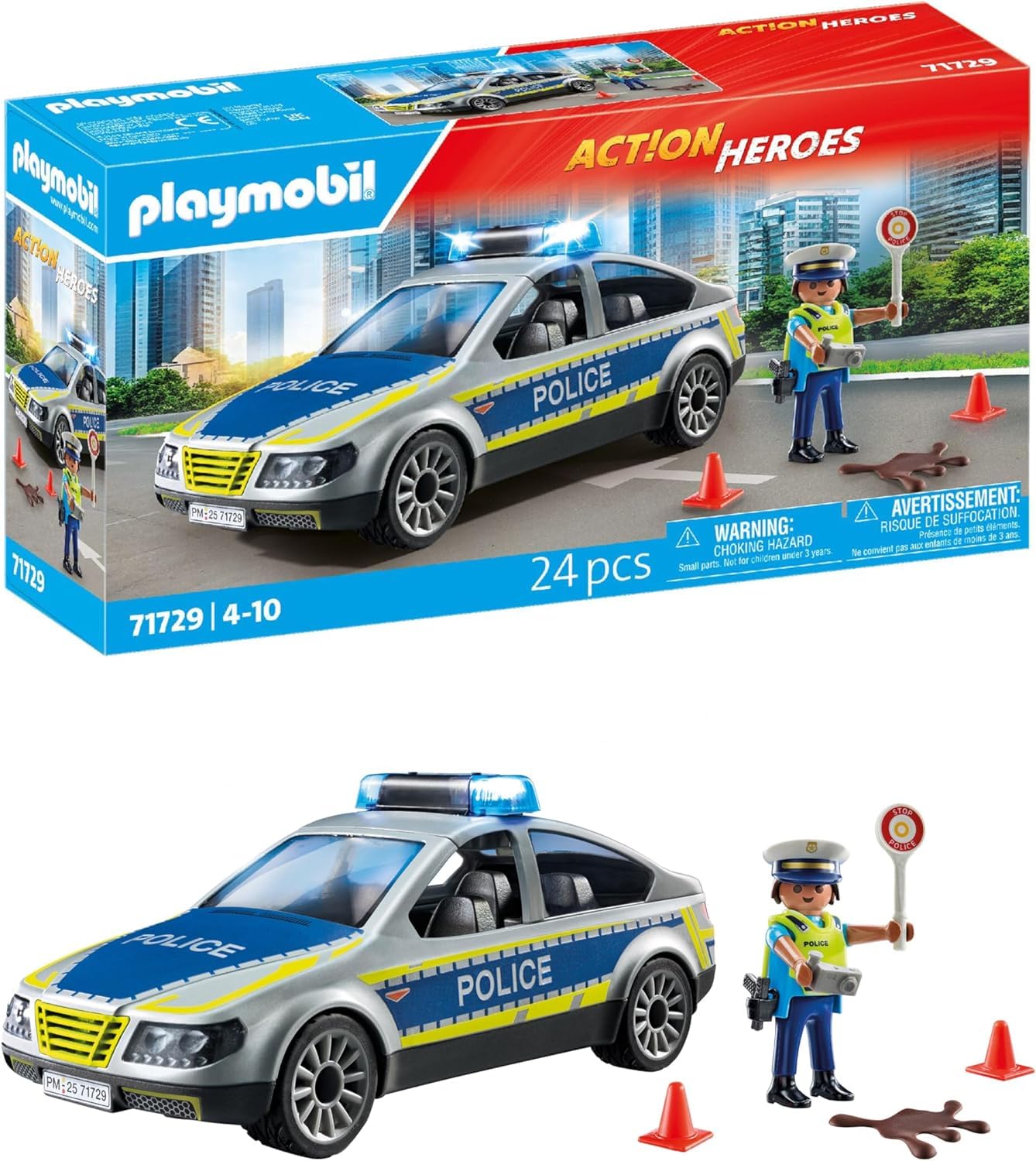 Voiture de Police Playmobil Action Heroes - Patrouille 4 Ans