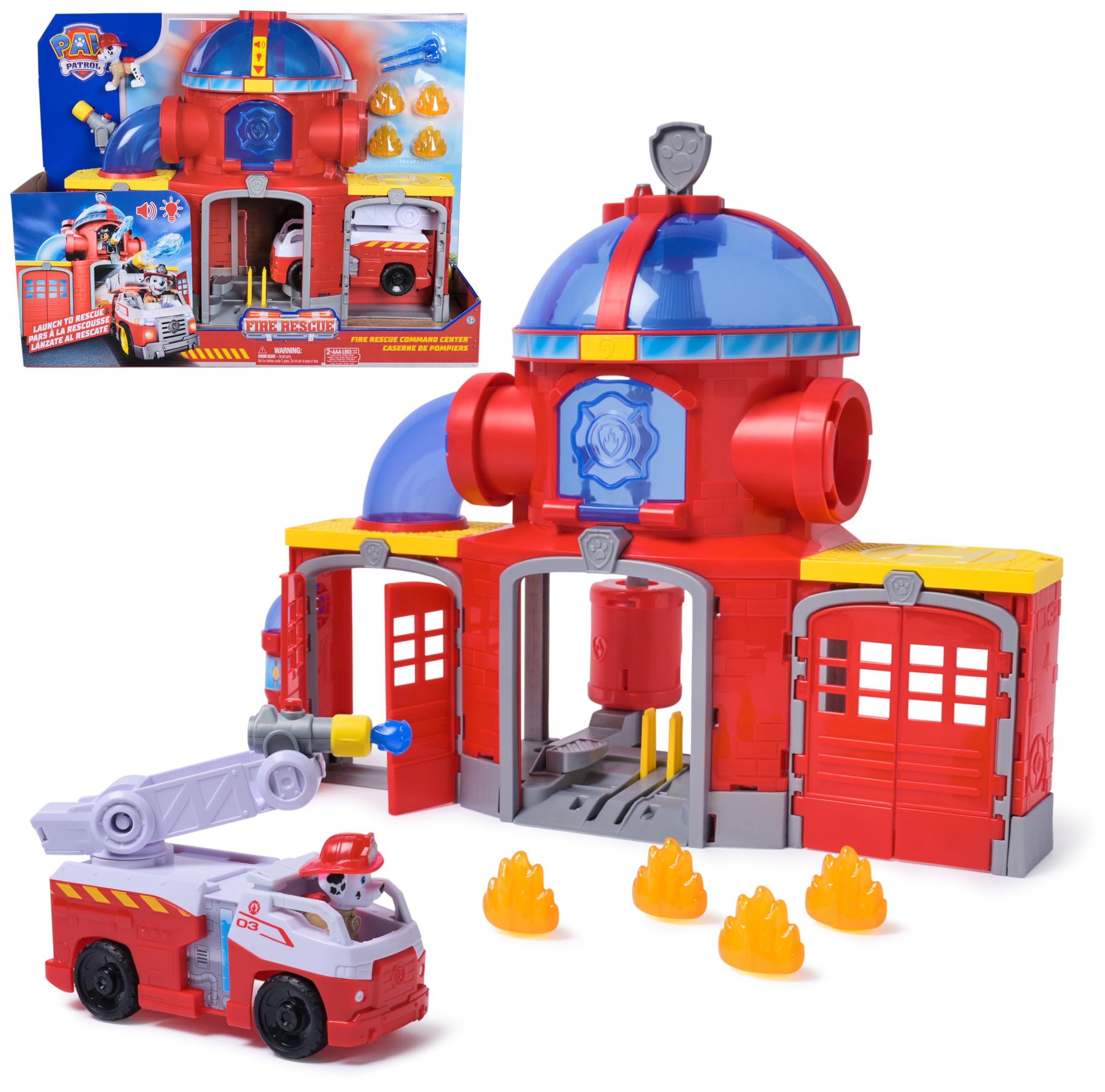 Voiture Marcus Pat'Patrouille - Caserne de Pompiers Fire Rescue avec Sons et Lumières