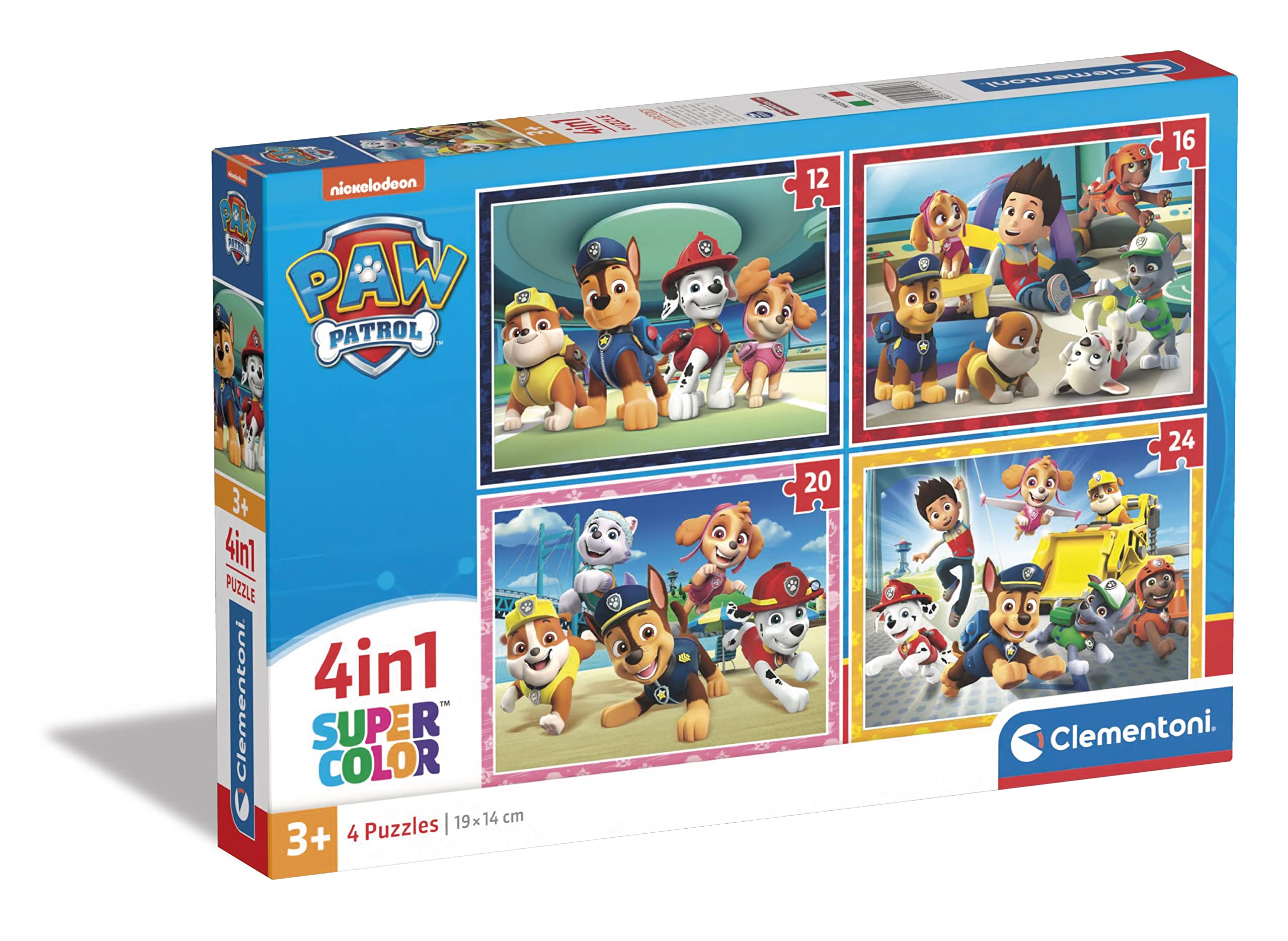 Puzzle Pat'Patrouille 4 en 1 Supercolor Clementoni 12-24 Pièces
