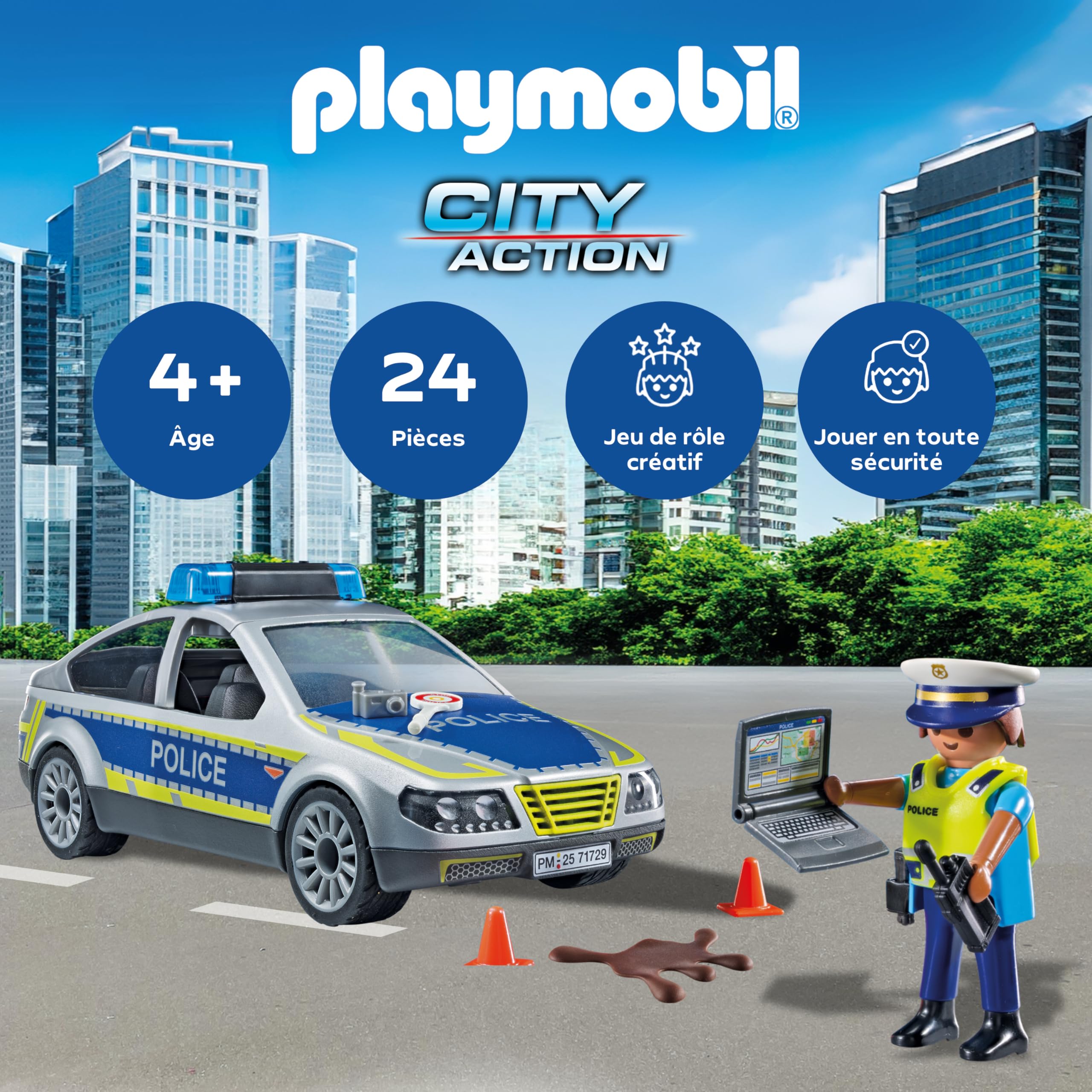 Voiture de Police Playmobil Action Heroes - Patrouille 4 Ans – Image 2