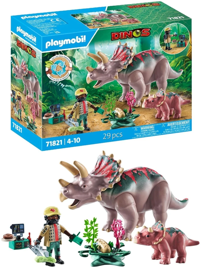 Figurines Triceratops Playmobil Dinos - Adulte et Bébé