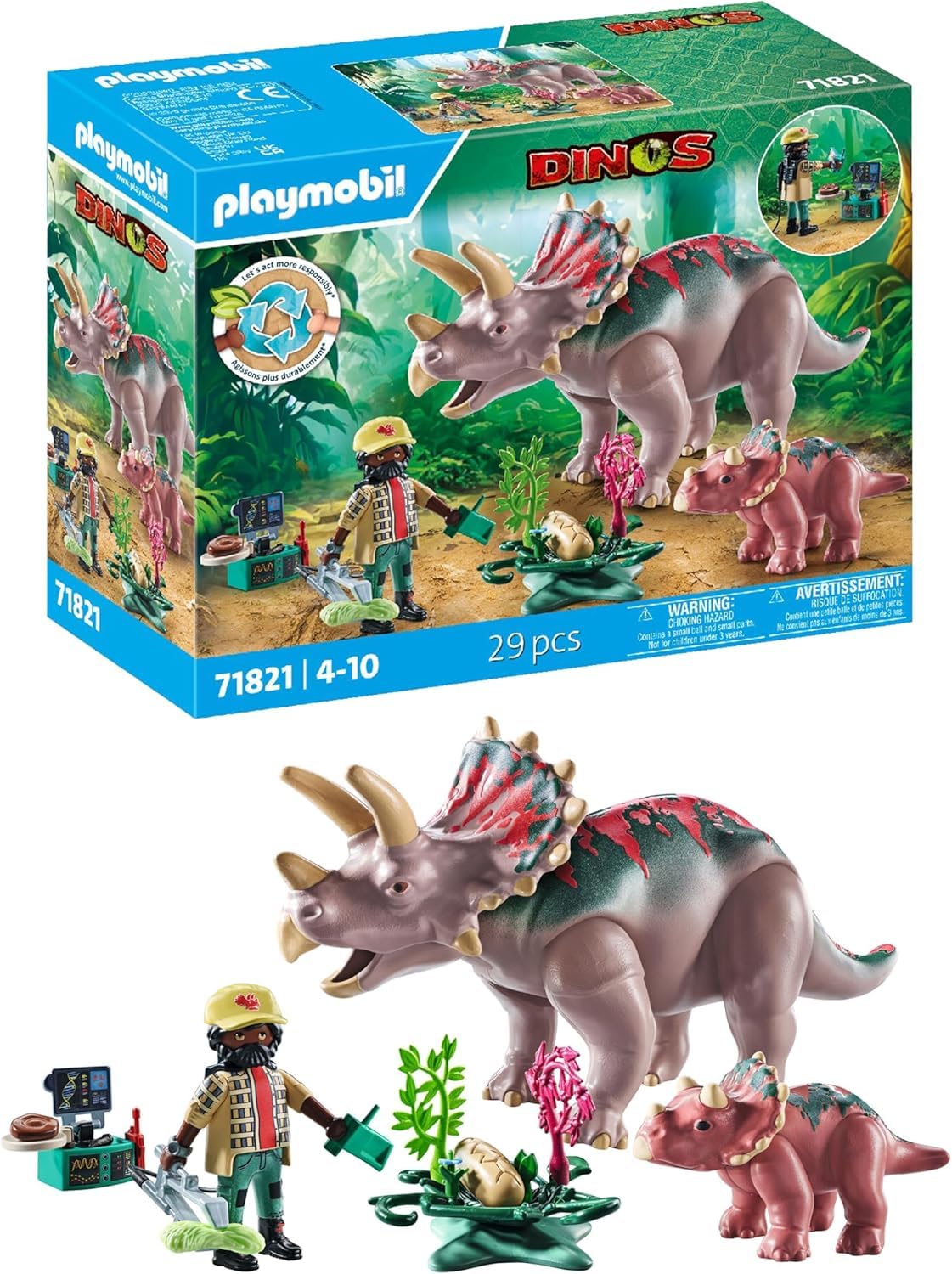 Figurines Triceratops Playmobil Dinos - Adulte et Bébé
