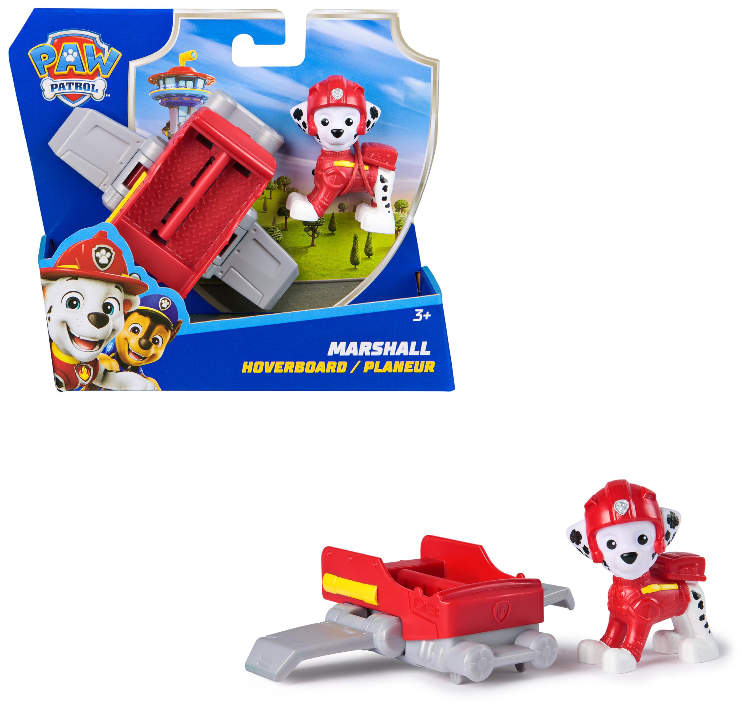 Figurine Marshall Pat'Patrouille Action Pups avec Hoverboard Ailes Pliantes