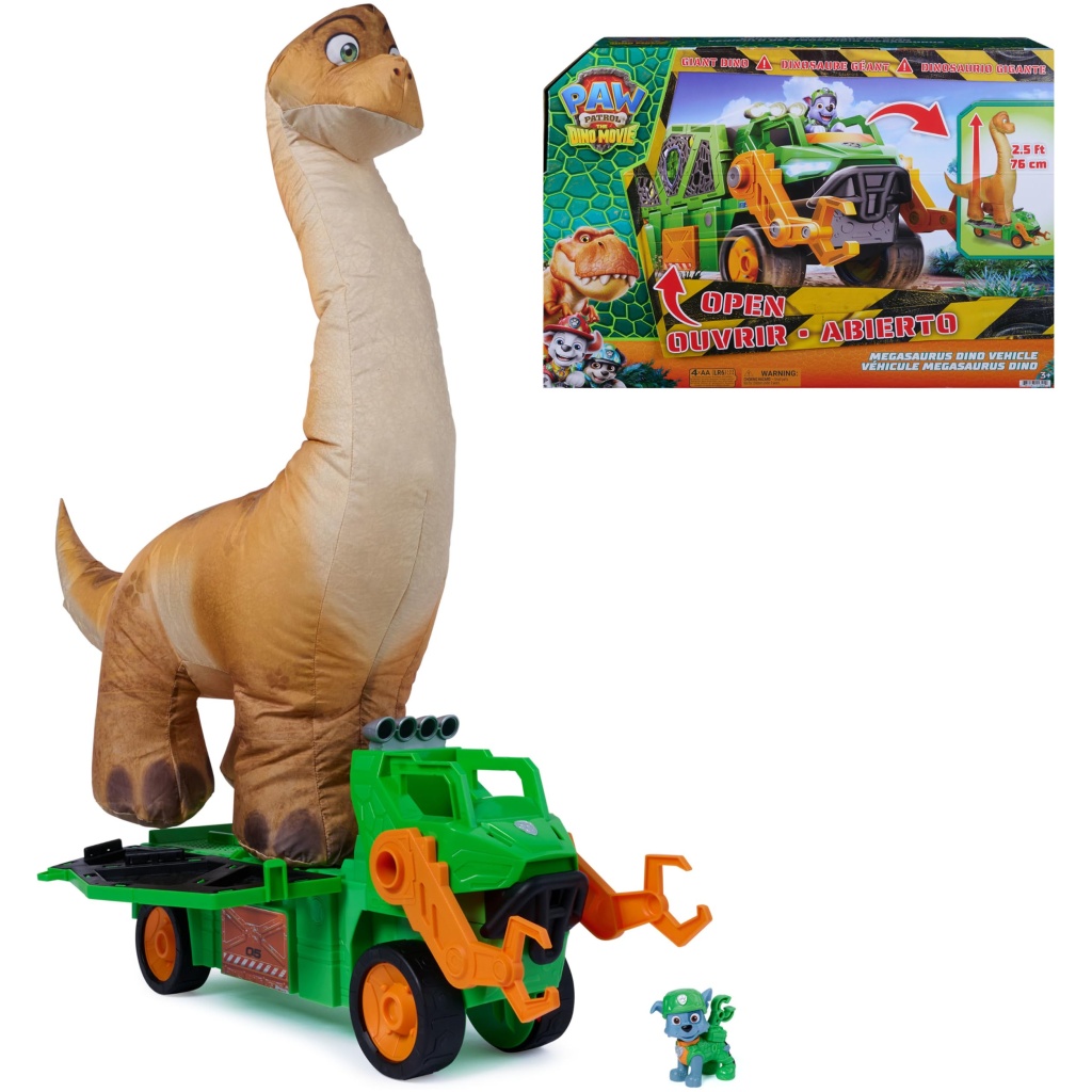 Jouet Megasaurus Pat'Patrouille Le Film Mission Dino, dinosaure geant de 76 cm