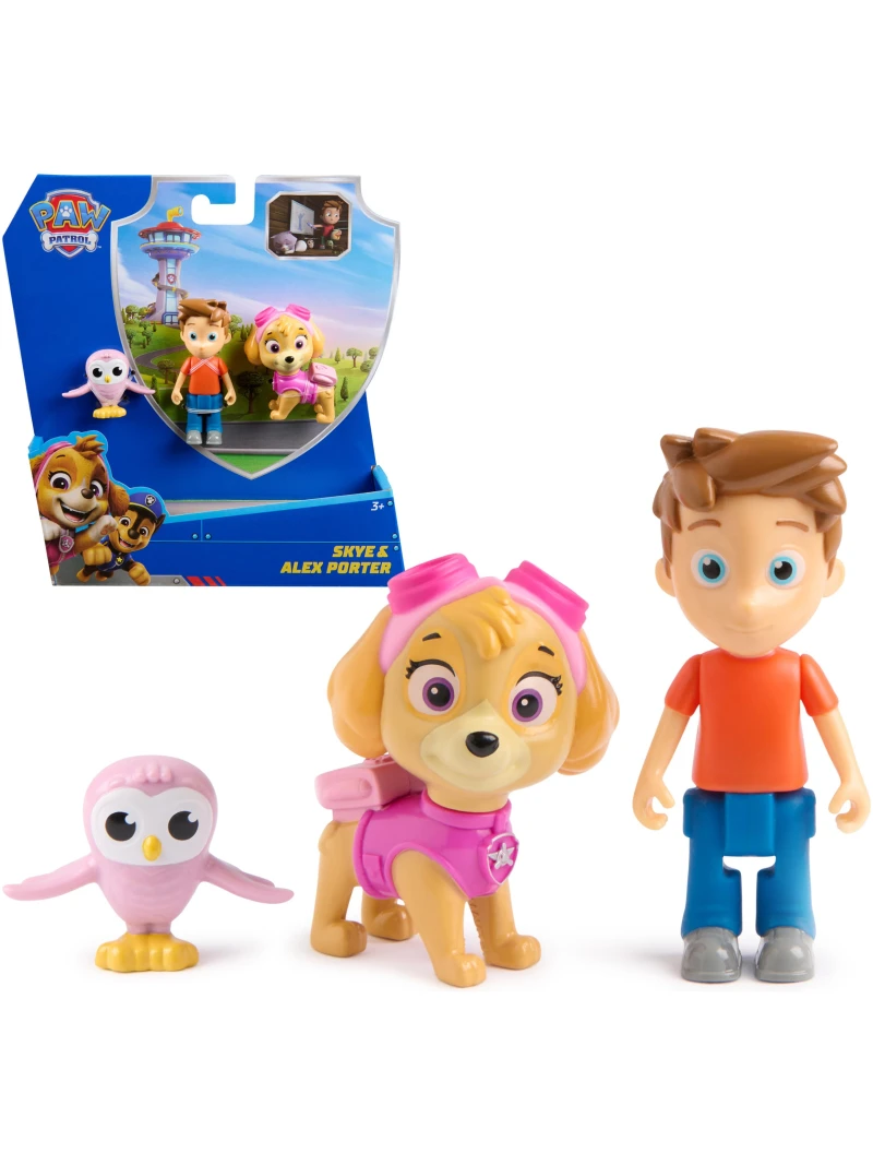 Pack Figurines Skye et Alex Porter Pat'Patrouille avec Hibou Chanteur
