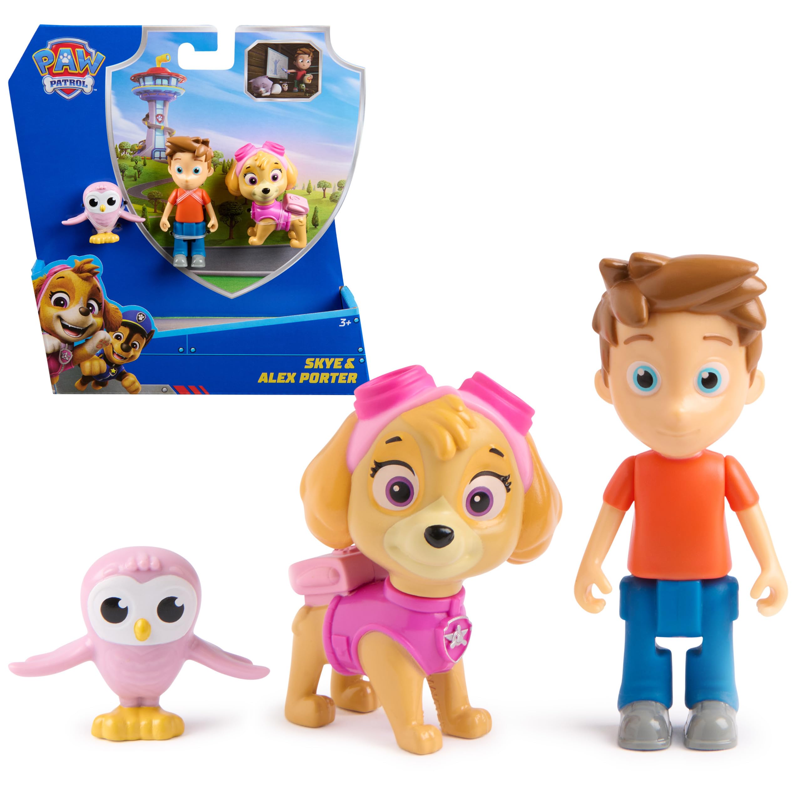 Pack Figurines Skye et Alex Porter Pat'Patrouille avec Hibou Chanteur