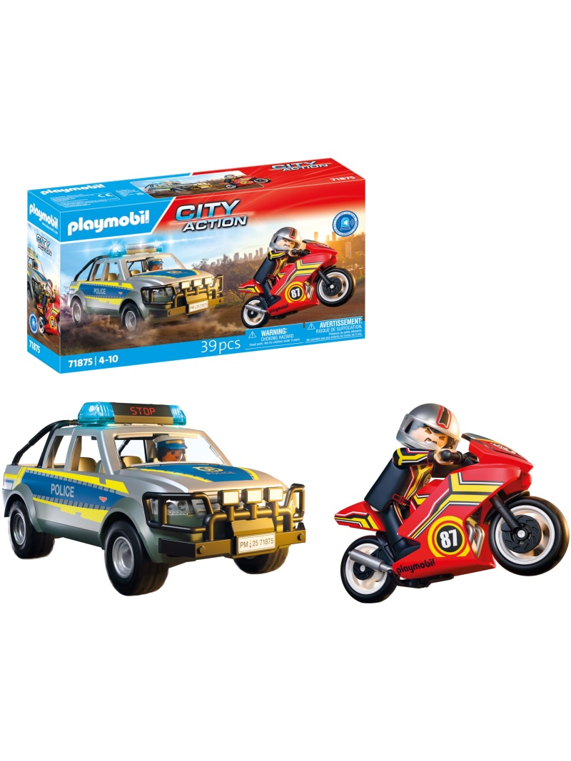 Jouet Police Playmobil Action Heroes Poursuite Pick-Up avec Sons et Lumières