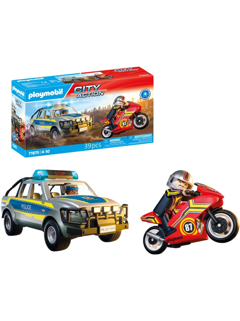 Jouet Police Playmobil Action Heroes Poursuite Pick-Up avec Sons et Lumières