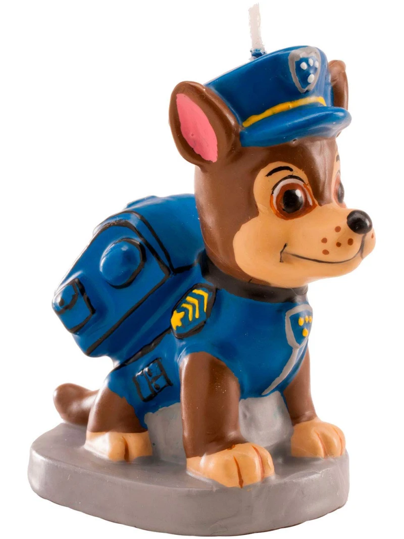 Bougie Figurine 3D Pat'Patrouille Chase Cire Bleu 15 cm