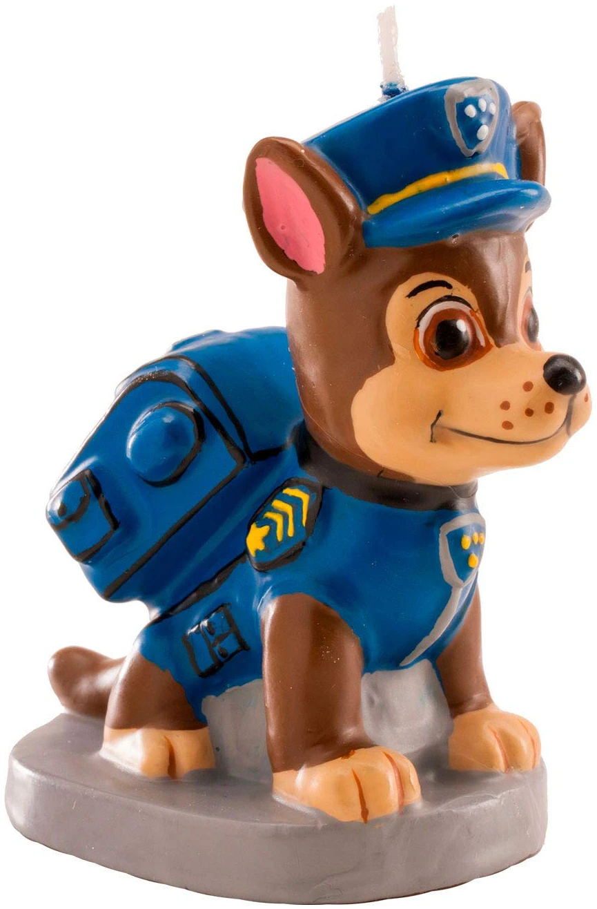 Bougie Figurine 3D Pat'Patrouille Chase Cire Bleu 15 cm