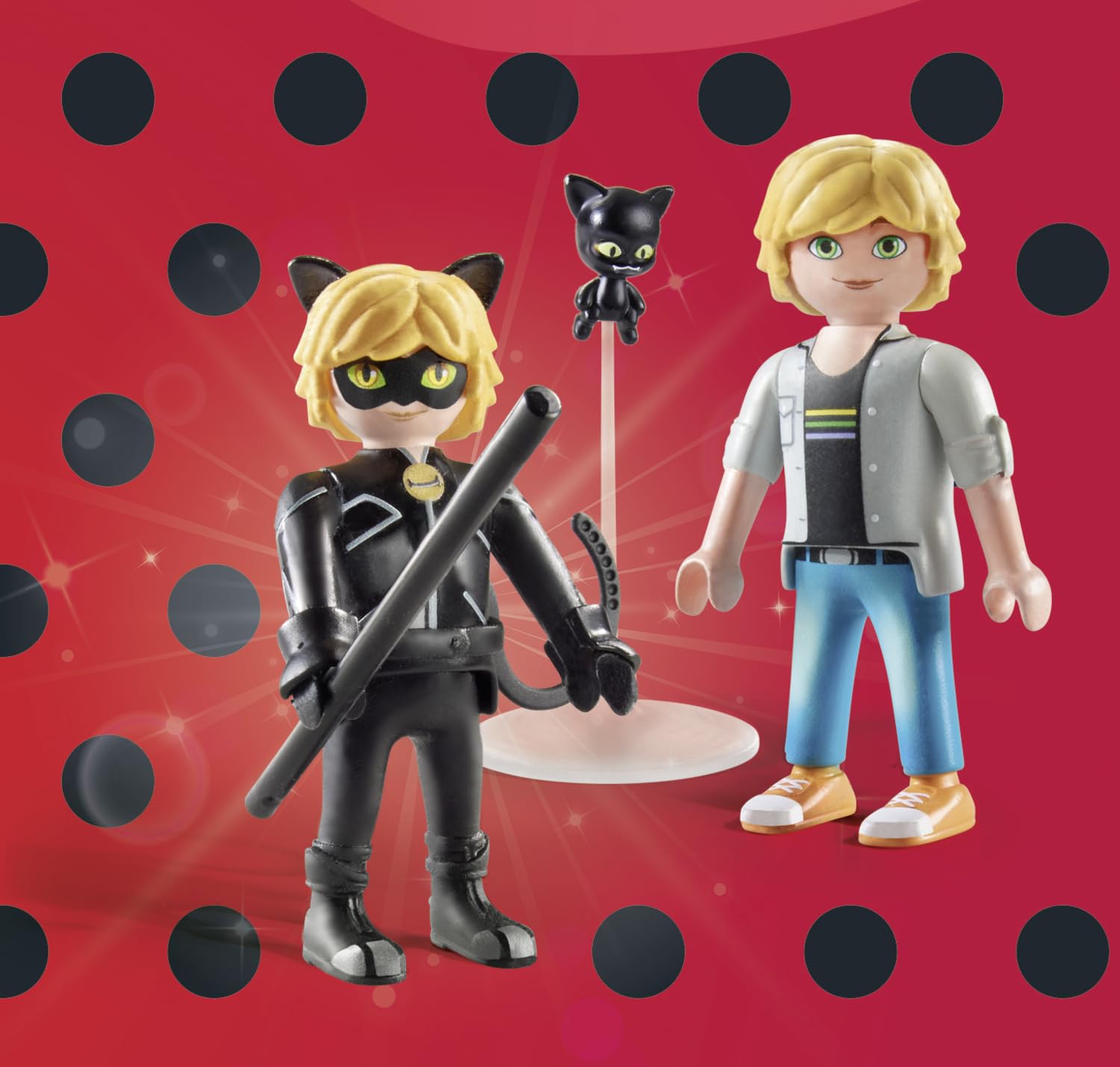 Figurine Adrien & Chat Noir Playmobil Miraculous - Articulée 7 cm – Image 4