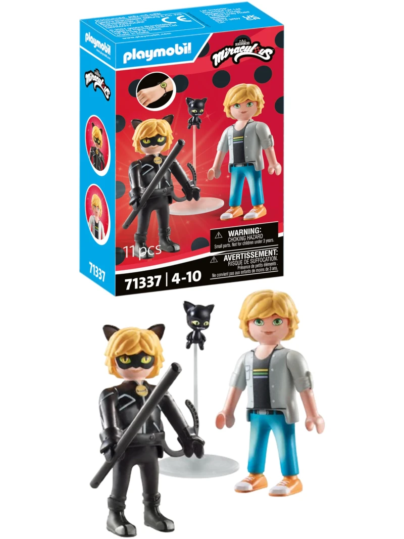 Figurine Adrien & Chat Noir Playmobil Miraculous - Articulée 7 cm