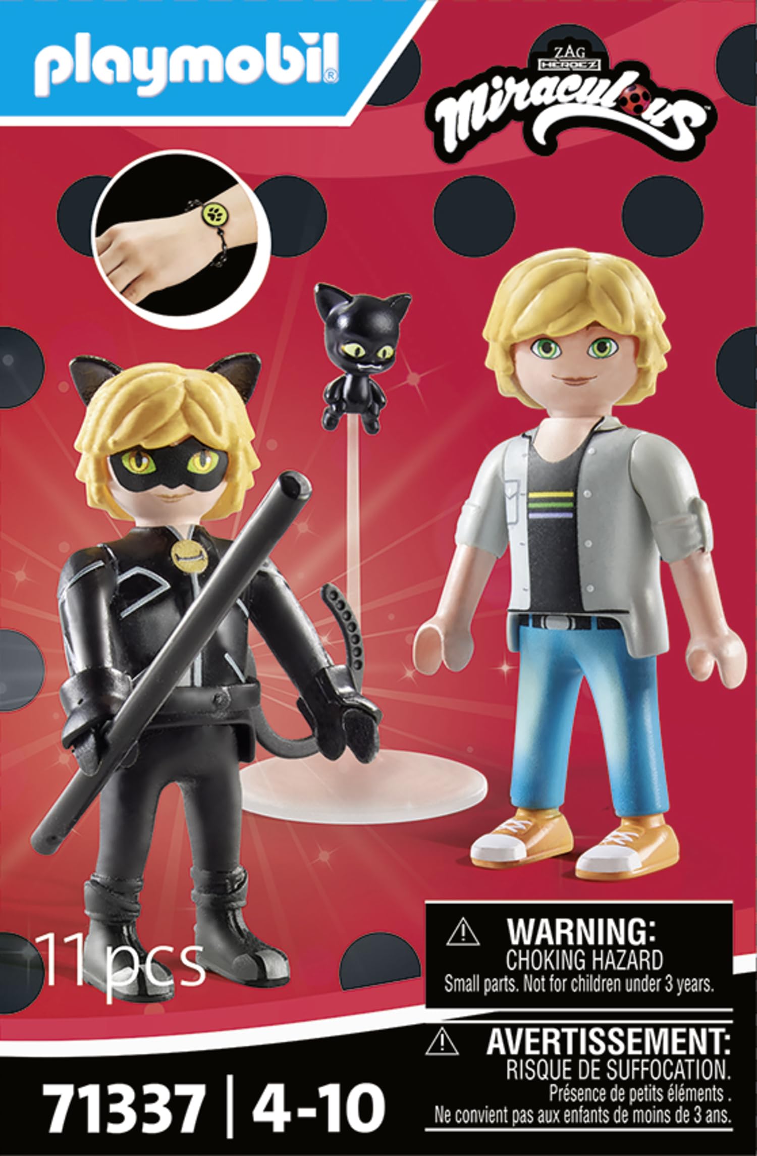 Figurine Adrien & Chat Noir Playmobil Miraculous - Articulée 7 cm – Image 5