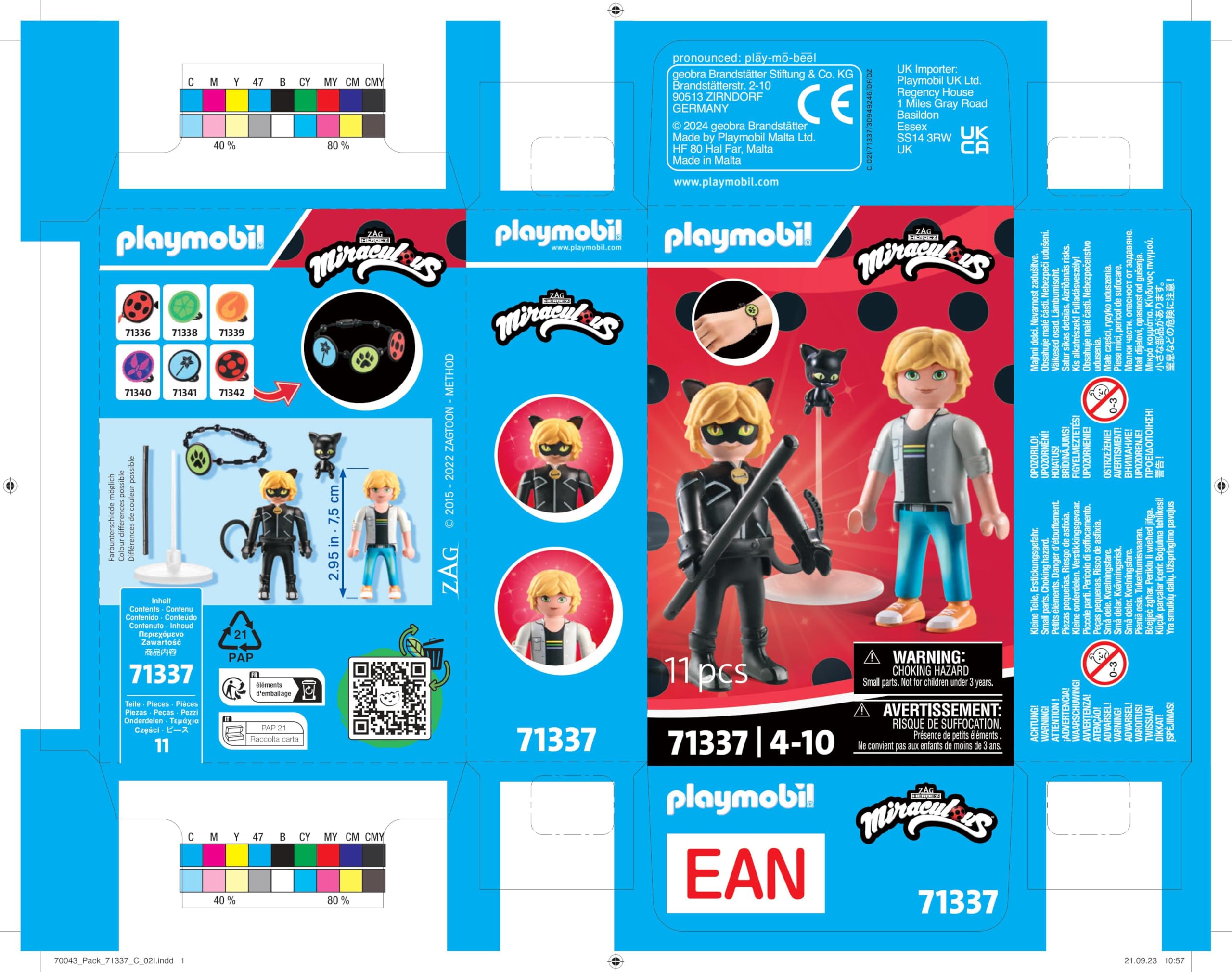Figurine Adrien & Chat Noir Playmobil Miraculous - Articulée 7 cm – Image 2