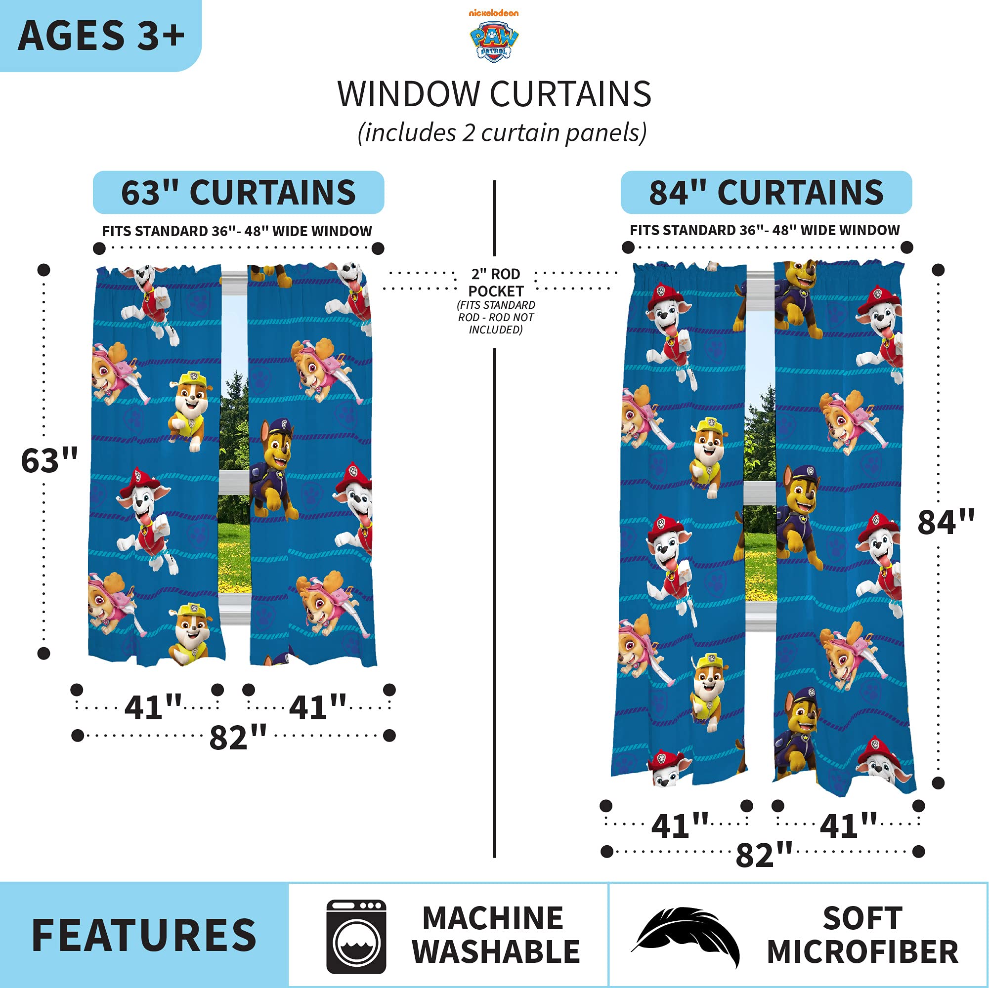 Rideaux Paw Patrol pour Chambre d'Enfant 208x213 cm – Image 4