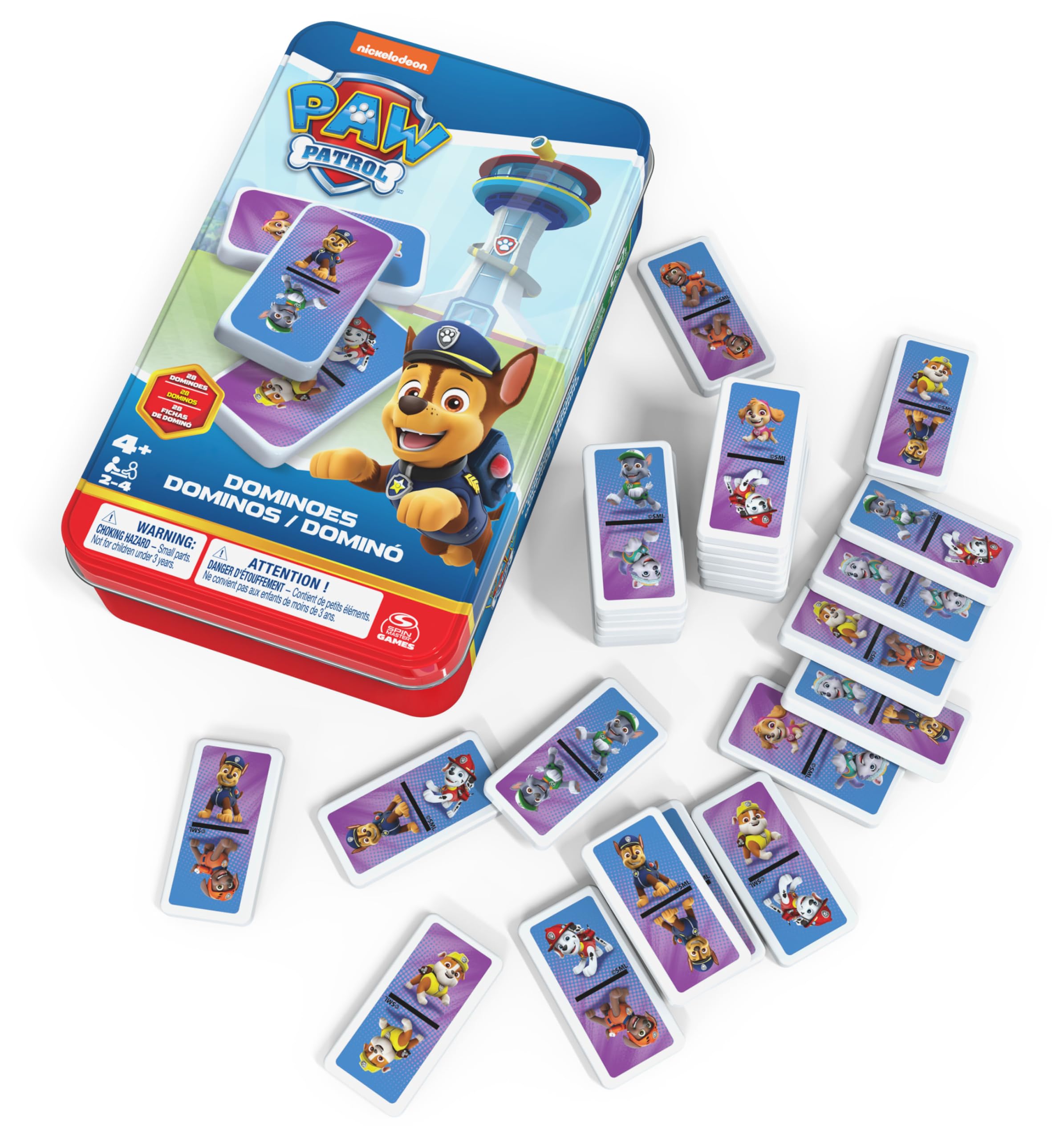 Jeu de Dominos Pat'Patrouille - Boîte Métal 28 Pièces