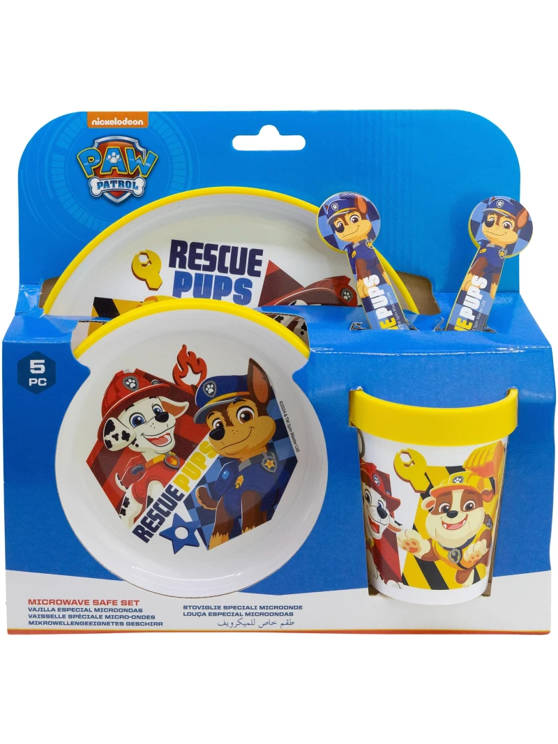 Set de Vaisselle Pat'Patrouille - Assiette, Bol, Gobelet et Couverts