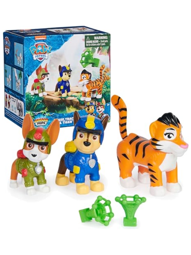 Figurines Pat'Patrouille Jungle Pups : Chase, Tracker et tigre
