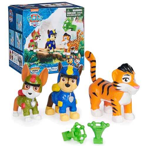 Figurines Pat'Patrouille Jungle Pups : Chase, Tracker et tigre